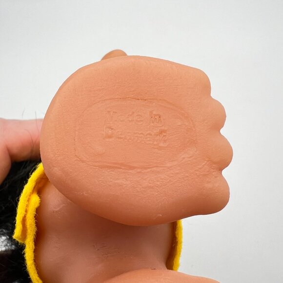 VTG DAM Playmate Troll Doll Made In Denmark Big Nose Black Hair Double Stamped - Picture 8 of 9